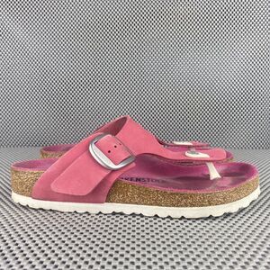 Birkenstock Gizeh Sandals Womens 39 L8 M6 Pink Big Buckle Made in Germany